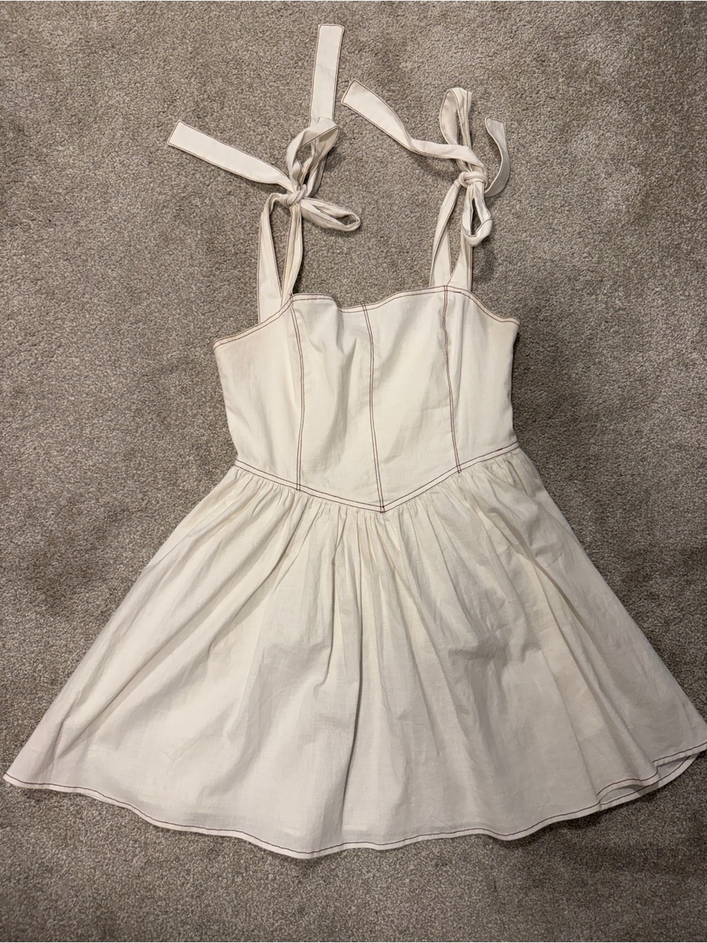 White Tie-Shoulder Country Dress